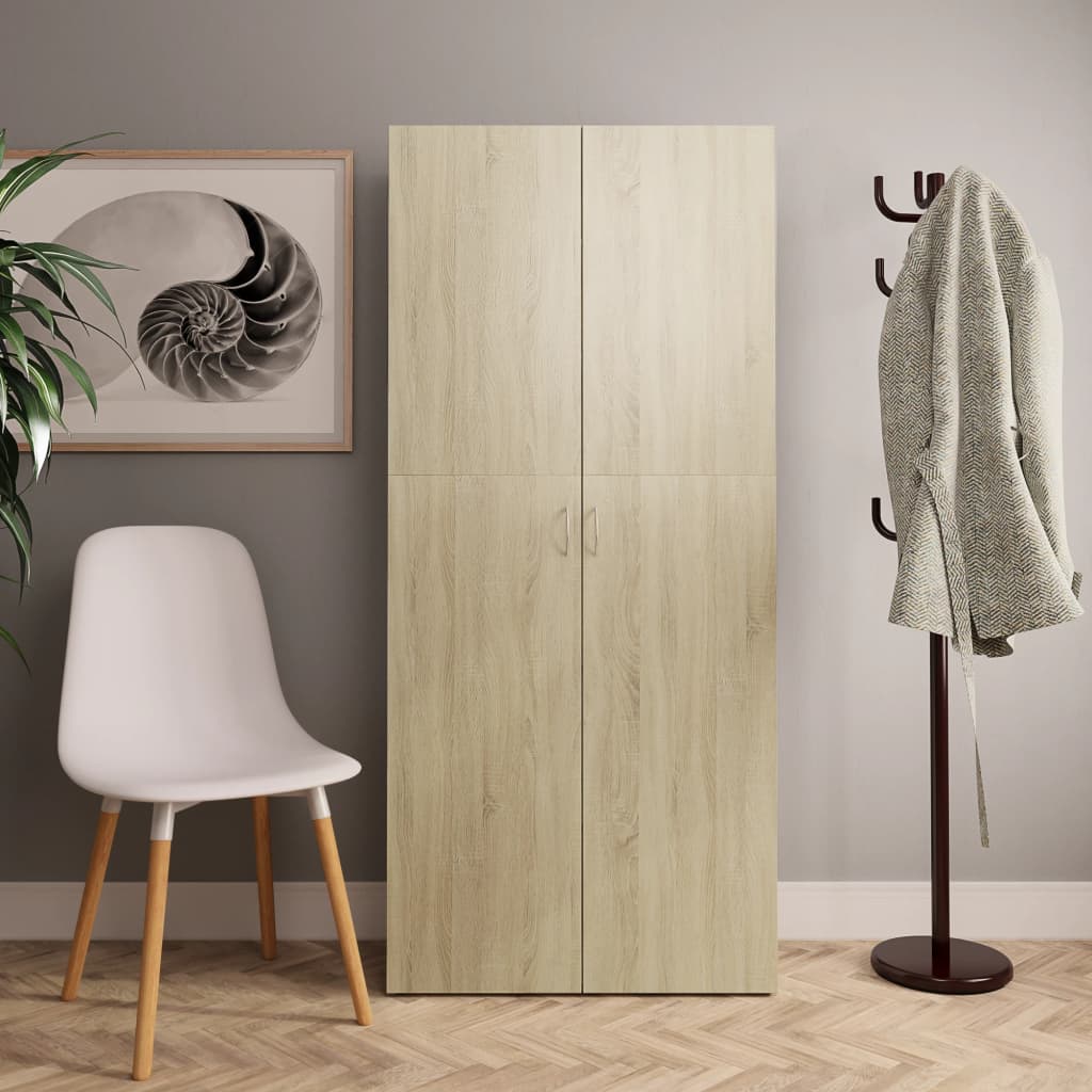 Skoskåp Sonoma-Ek 80X35,5X180 Cm Konstruerat Trä