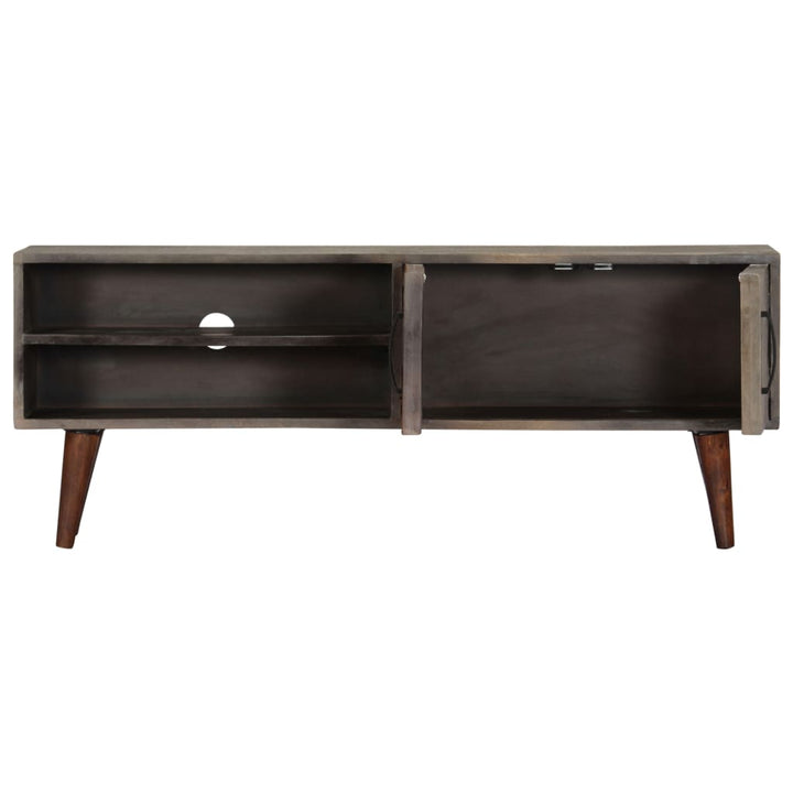 Tv-Bänk Grå 130X30X46 Cm Massivt Grovt Mangoträ