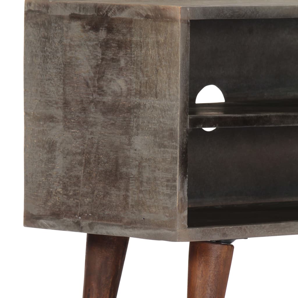 Tv-Bänk Grå 130X30X46 Cm Massivt Grovt Mangoträ