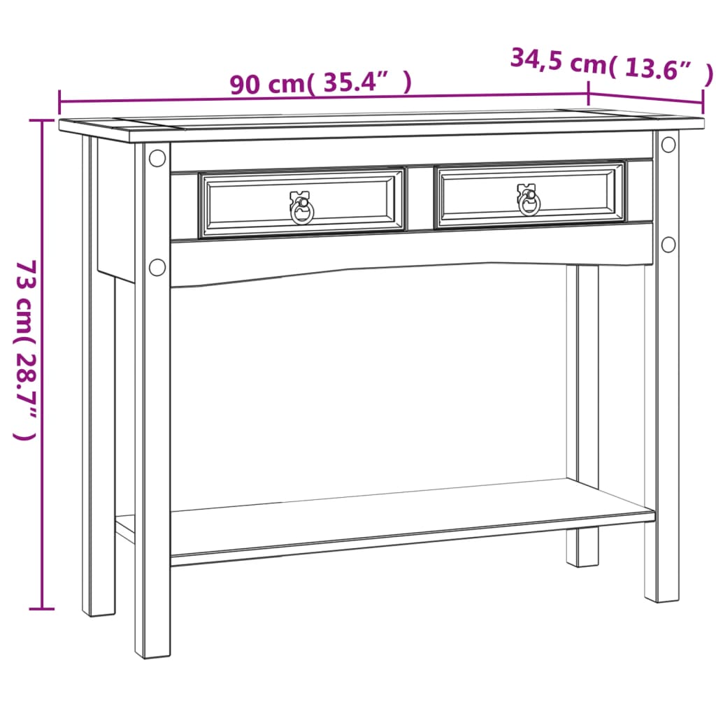Konsolbord Mexikansk Coronastil Furu 90X34,5X73 Cm