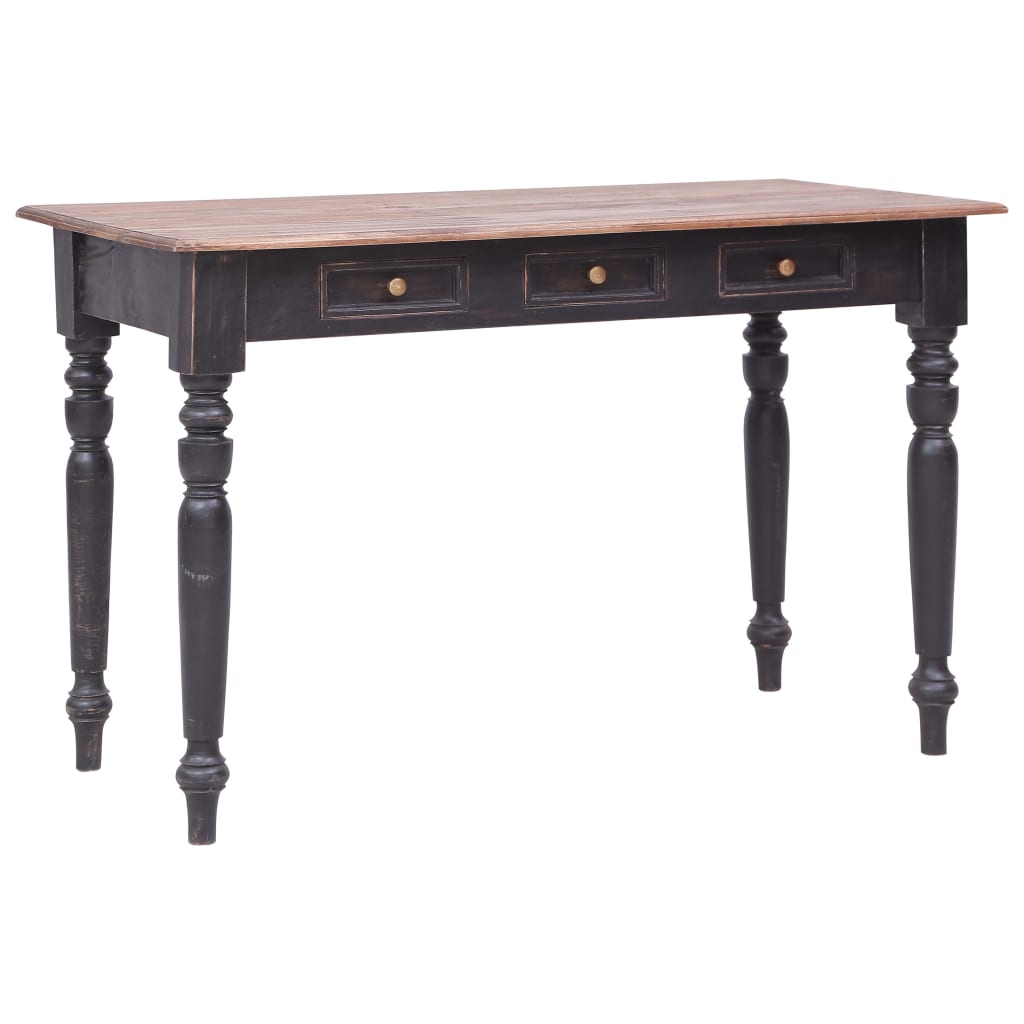 Skrivbord Med 3 Lådor 117X57X75 Cm Massiv Mahogny