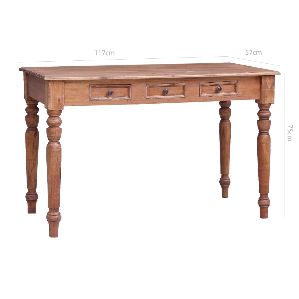 Skrivbord Med Lådor 117X57X75 Cm Massivt Mahognyträ