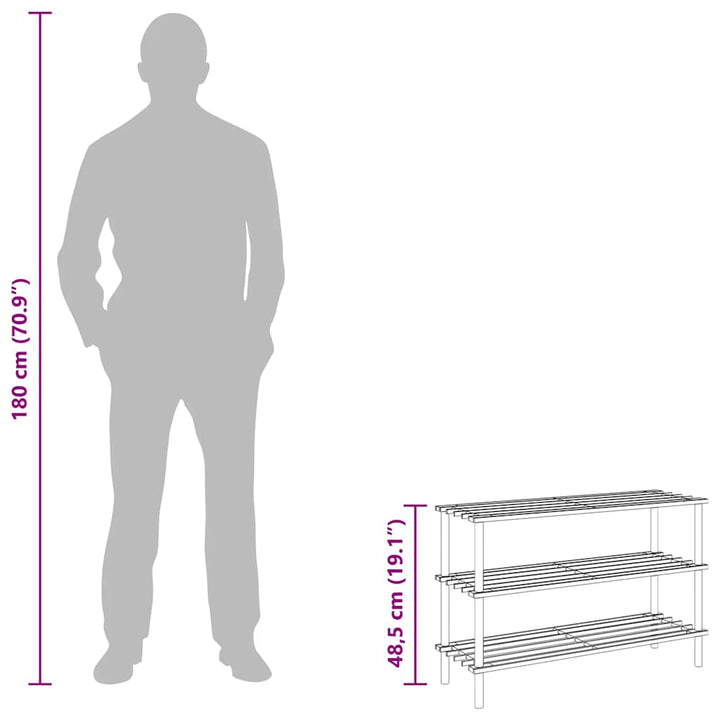 Skohyllor 3 Hyllplan Massivt Granträ