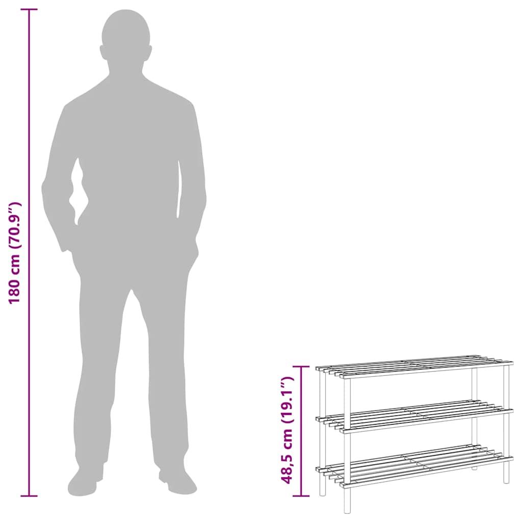 Skohyllor 3 Hyllplan Massivt Granträ