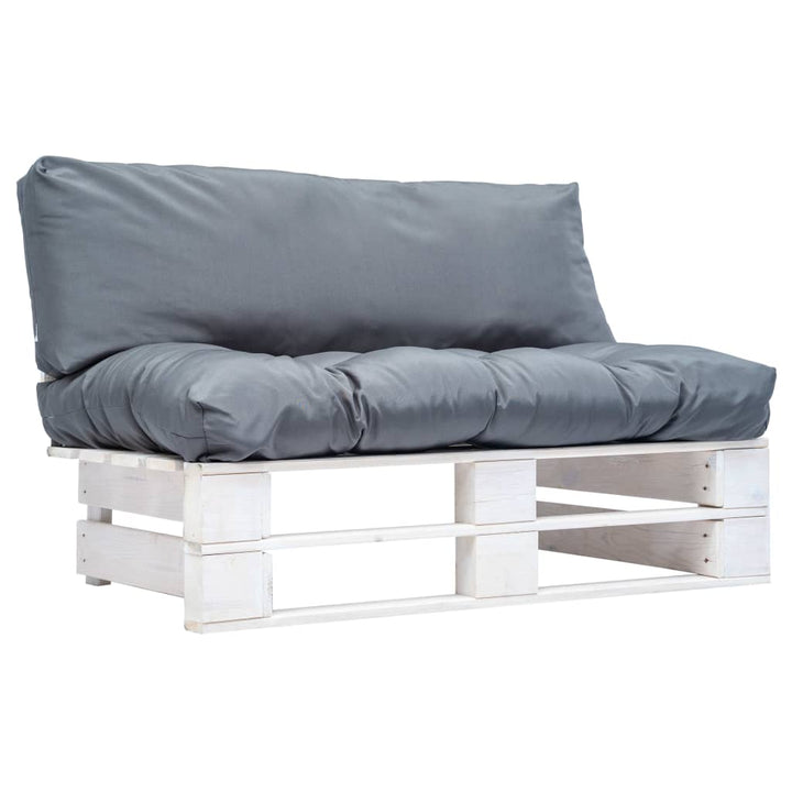 Pallsoffa Med Dynor Grå Massiv Furu