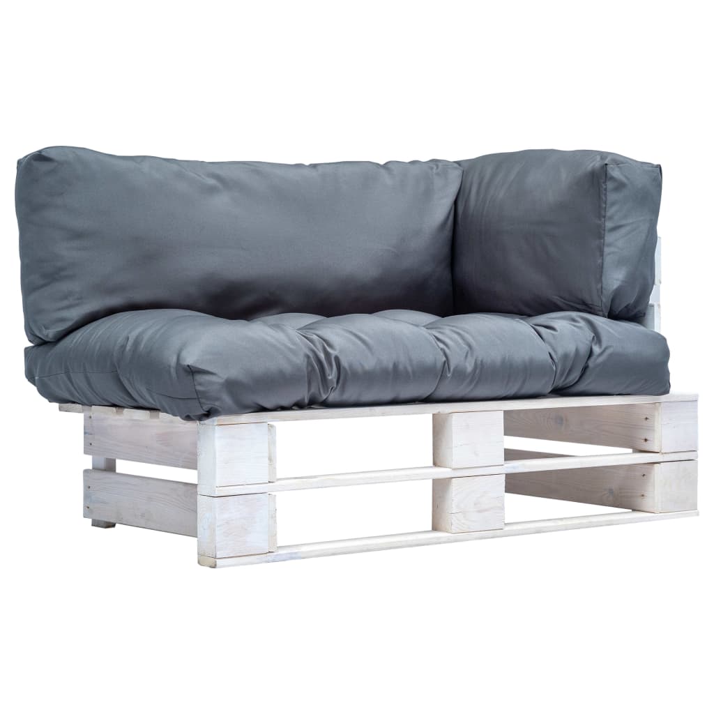 Pallsoffa Med Dynor Grå Massiv Furu