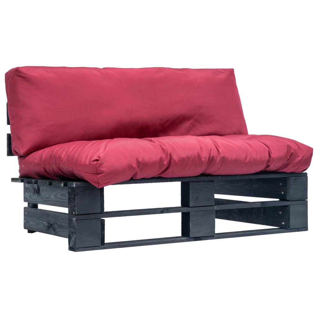Pallsoffa Med Dynor Röd Massiv Furu