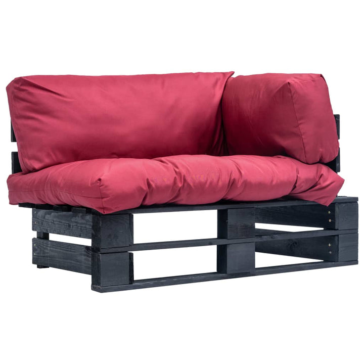 Pallsoffa Med Dynor Grå Massiv Furu