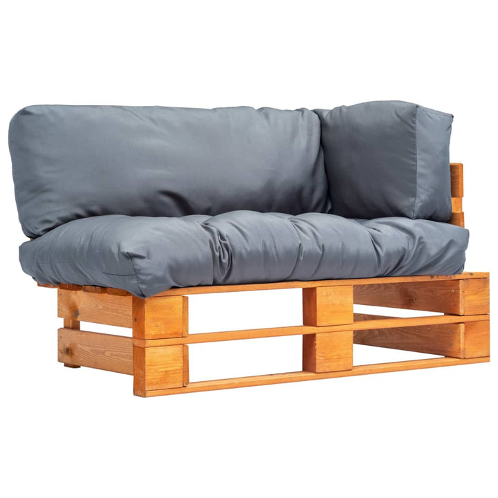 Pallsoffa Med Dynor Grå Massiv Furu