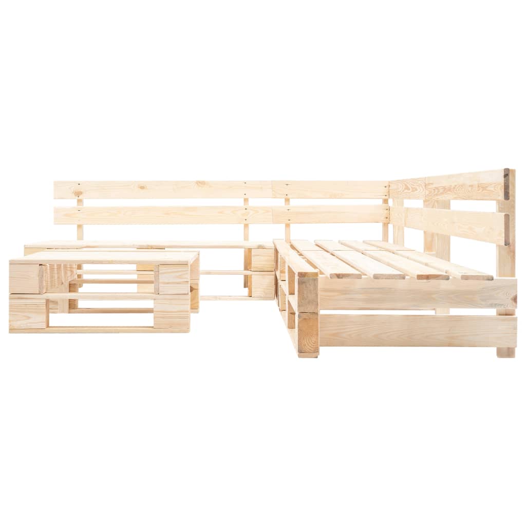 Pallsoffa 4 Delar Naturligt Trä