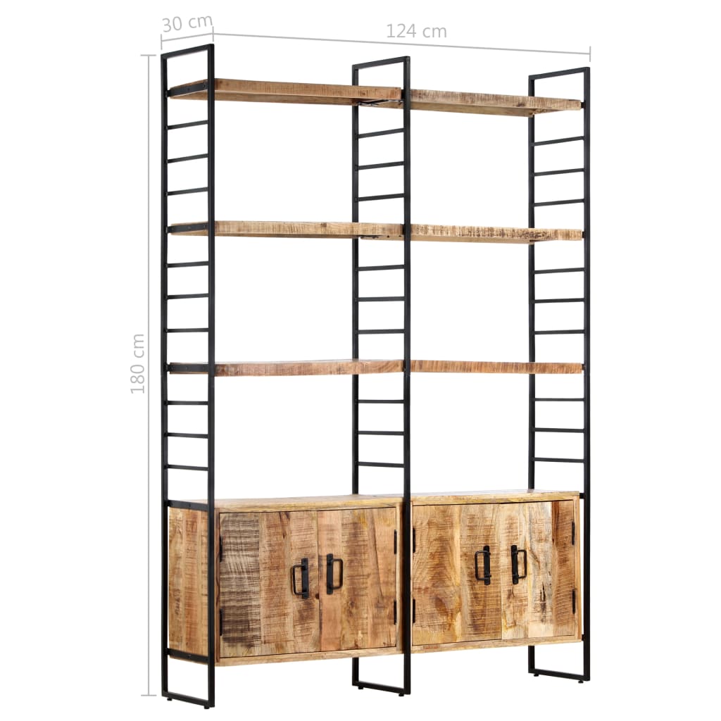 Bokhylla Med 4 Hyllplan 124X30X180 Cm Grovt Mangoträ