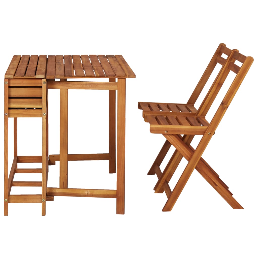 Planteringsbord Med 2 Bistrostolar Massivt Akaciaträ