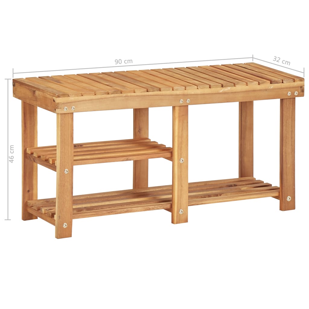 Skohylla 90X32X46 Cm Massivt Akaciaträ