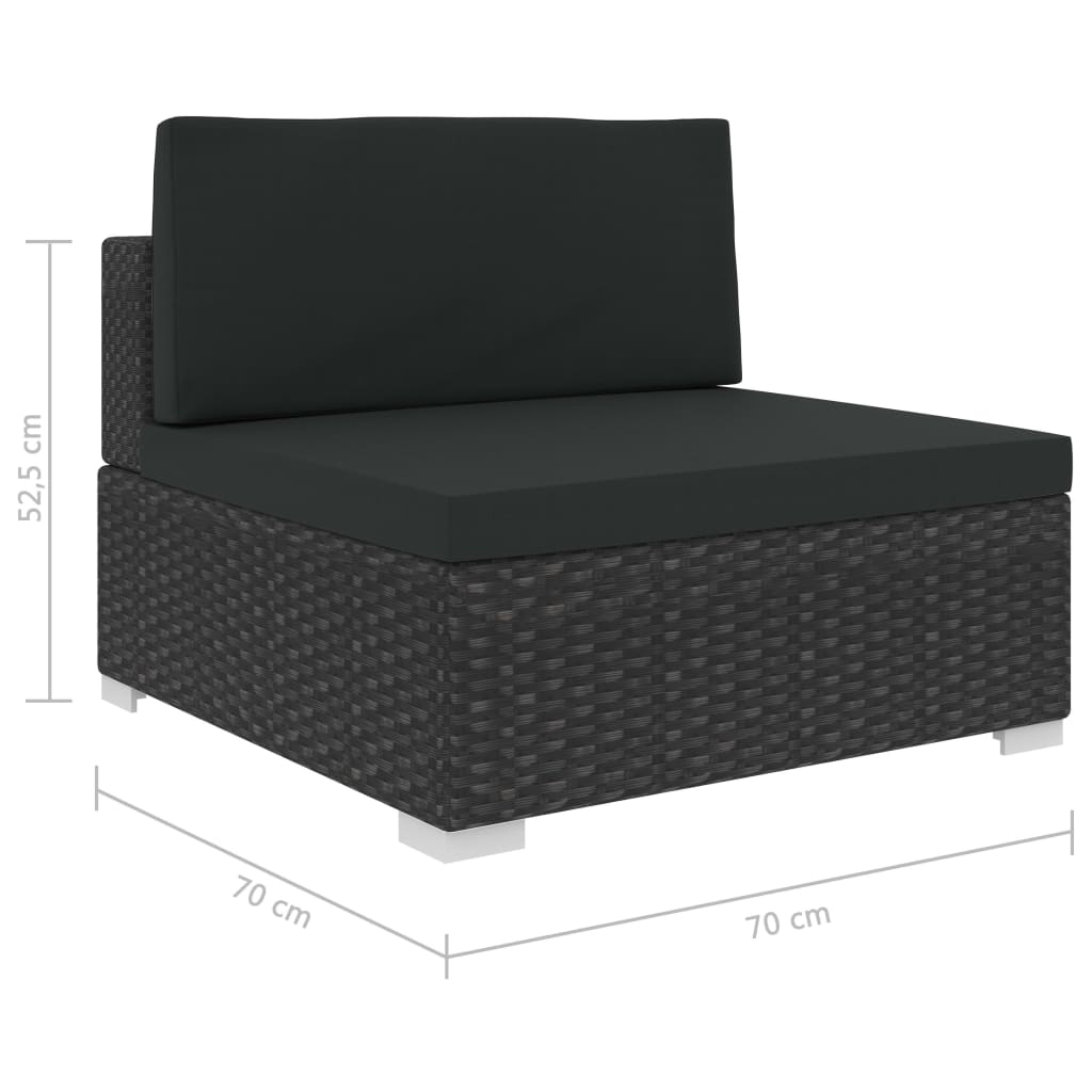 Loungegrupp För Trädgården Med Dynor 6 Delar Konstrotting Svart