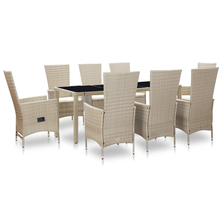 Matgrupp För Trädgården Med Dynor 9 Delar Konstrotting Beige