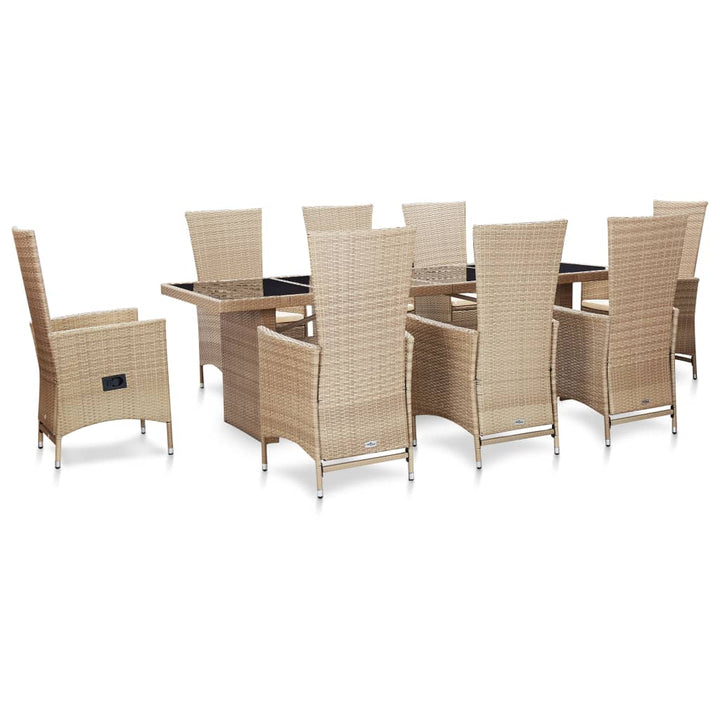 Matgrupp För Trädgården Med Dynor 9 Delar Konstrotting Beige