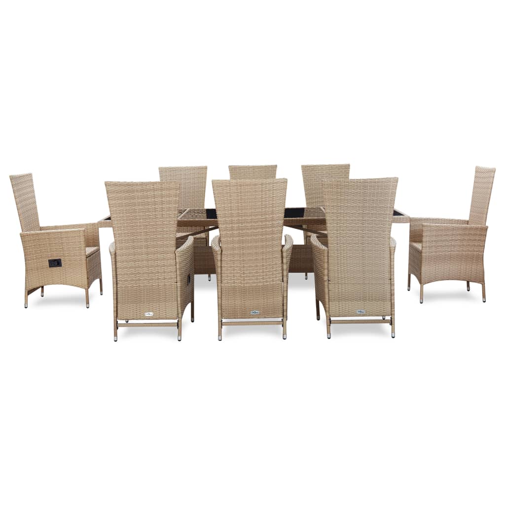 Matgrupp För Trädgården Med Dynor 9 Delar Konstrotting Beige