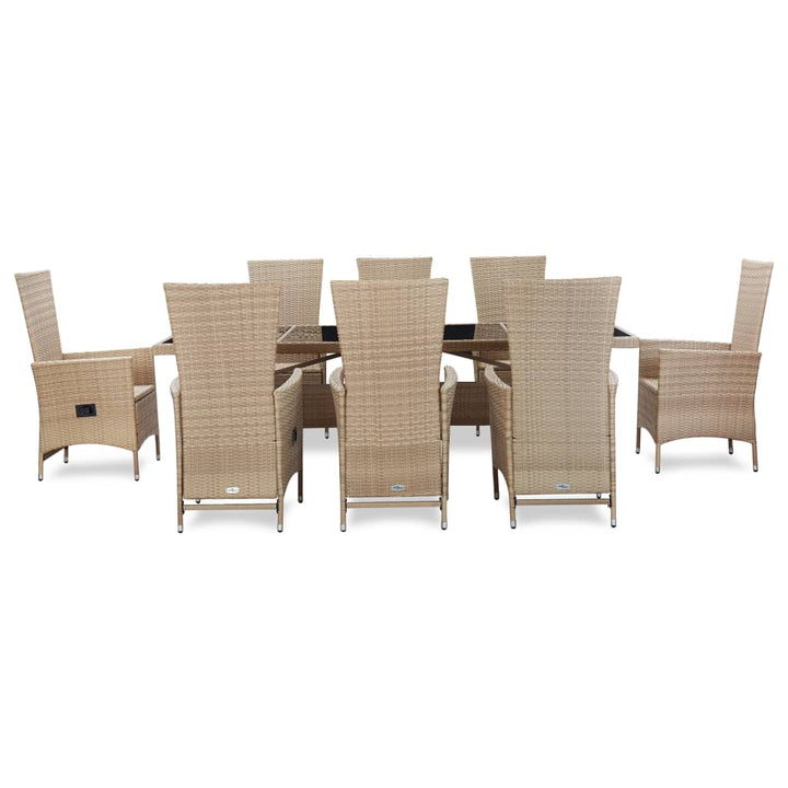 Matgrupp För Trädgården Med Dynor 9 Delar Konstrotting Beige