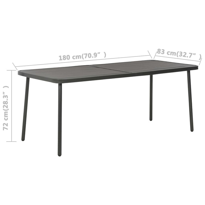 Trädgårdsbord Mörkgrå 180X83X72 Cm Stål