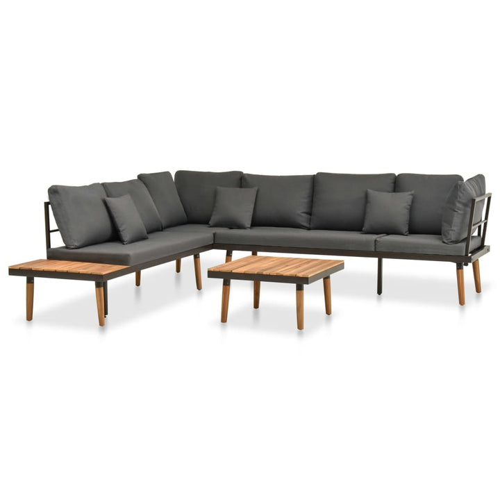 Loungegrupp För Trädgården Med Dynor 4 Delar Massivt Akaciaträ