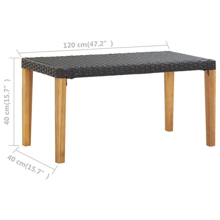 Trädgårdsbänk 120 Cm Konstrotting Och Massivt Akaciaträ