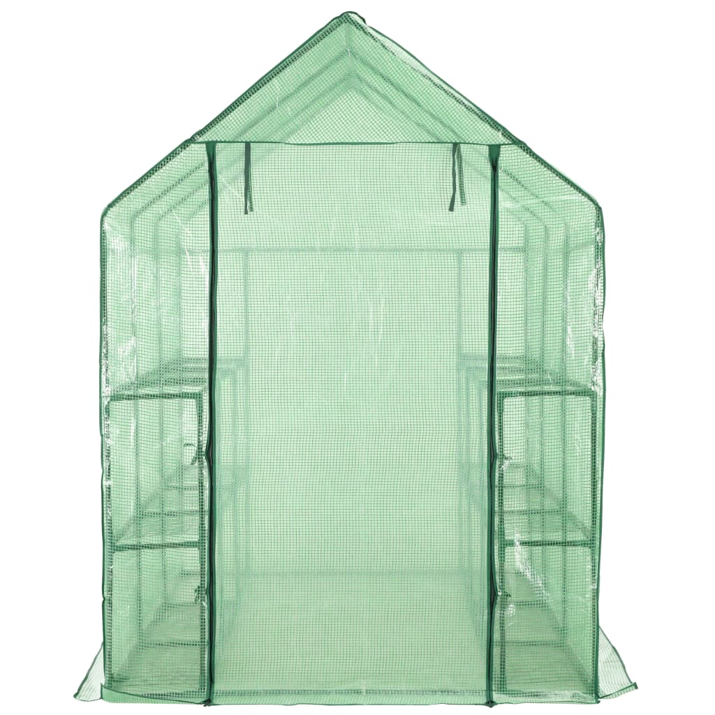 Växthus Med 12 Hyllor Stål 143X214X196 Cm
