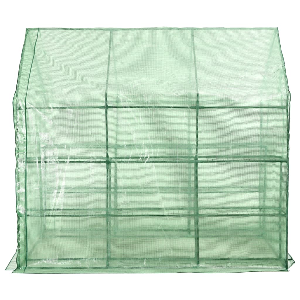 Växthus Med 12 Hyllor Stål 143X214X196 Cm