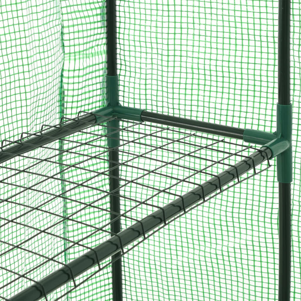 Växthus Med 12 Hyllor Stål 143X214X196 Cm