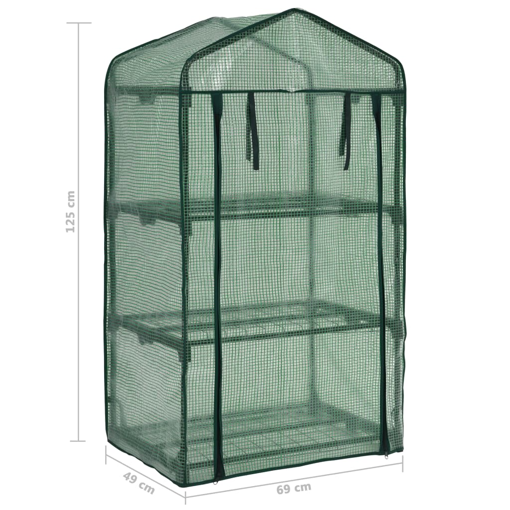 Miniväxthus 3 Hyllor 69X49X125 Cm