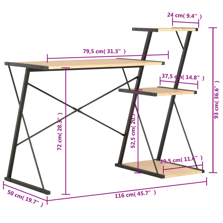 Skrivbord Med Hylla 116X50X93 Cm