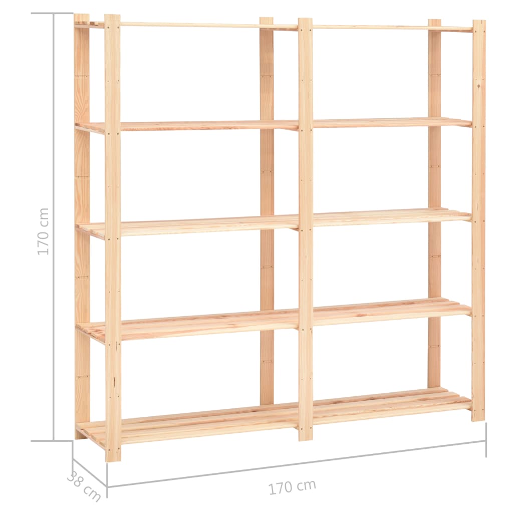 Förvaringshylla 5 Hyllplan 170X38X170 Massiv Furu 500 Kg