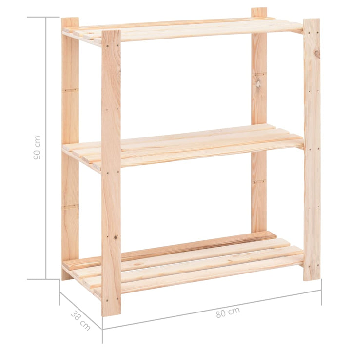 Förvaringshylla 3 Hyllplan 80X38X90 Massiv Furu 150 Kg