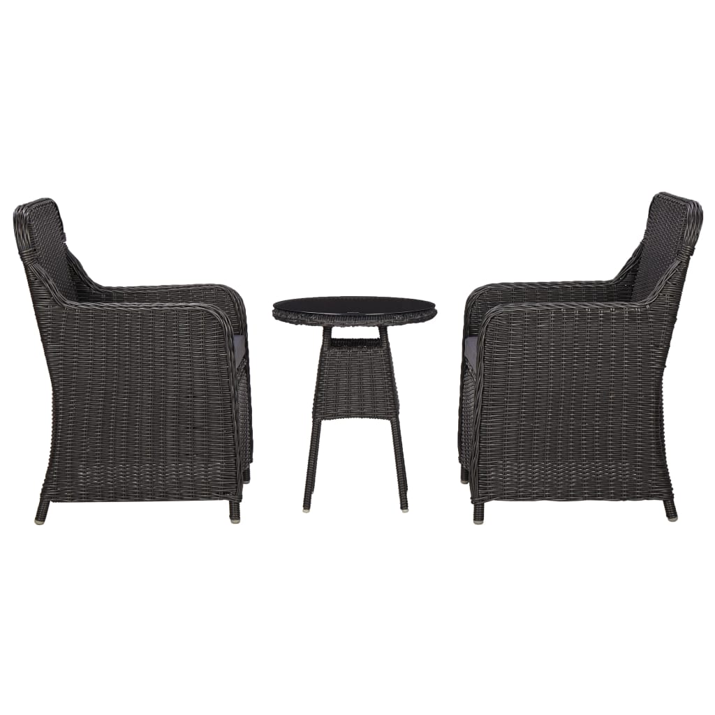 Caféset Med Dynor 3 Delar Konstrotting Svart