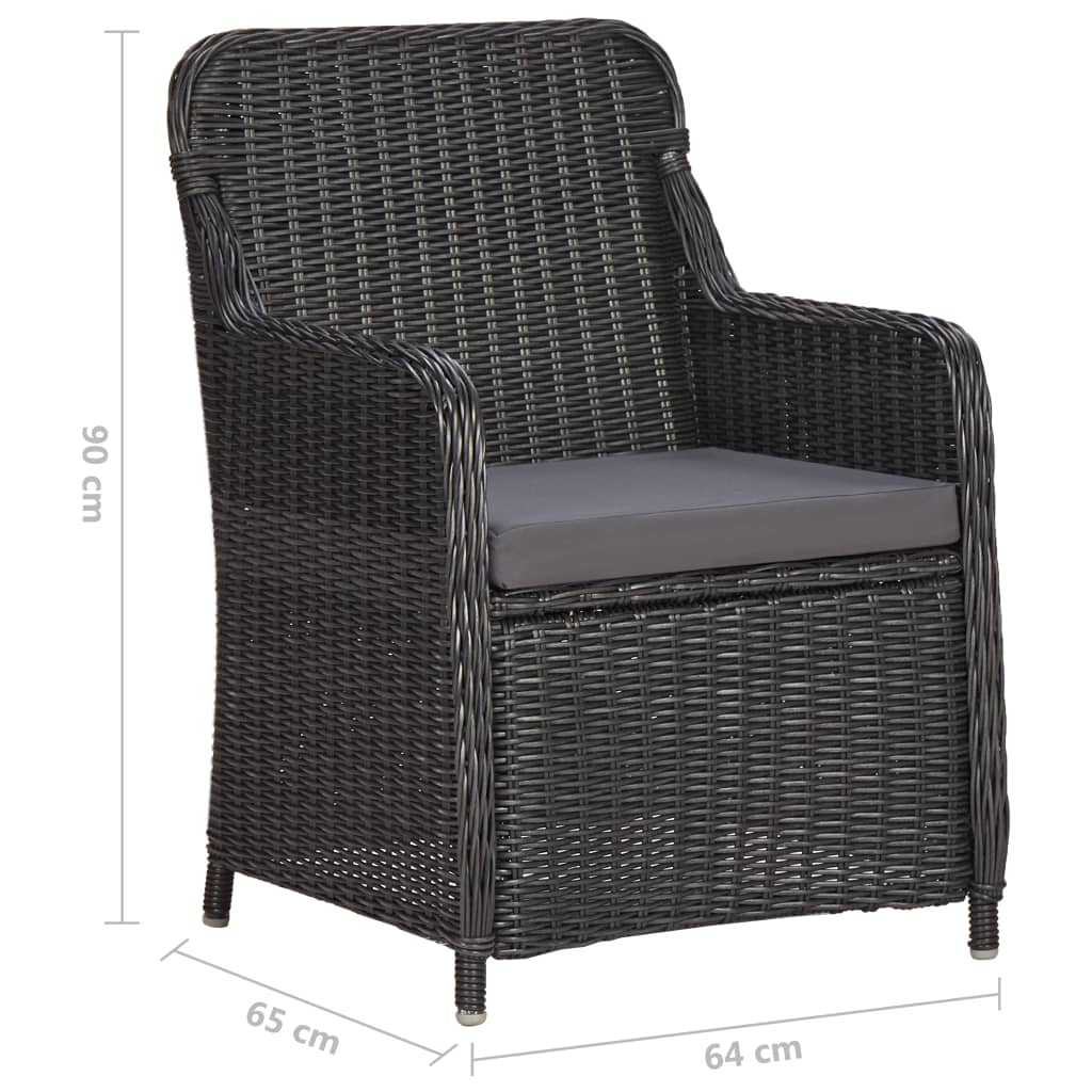 Caféset Med Dynor 3 Delar Konstrotting Svart