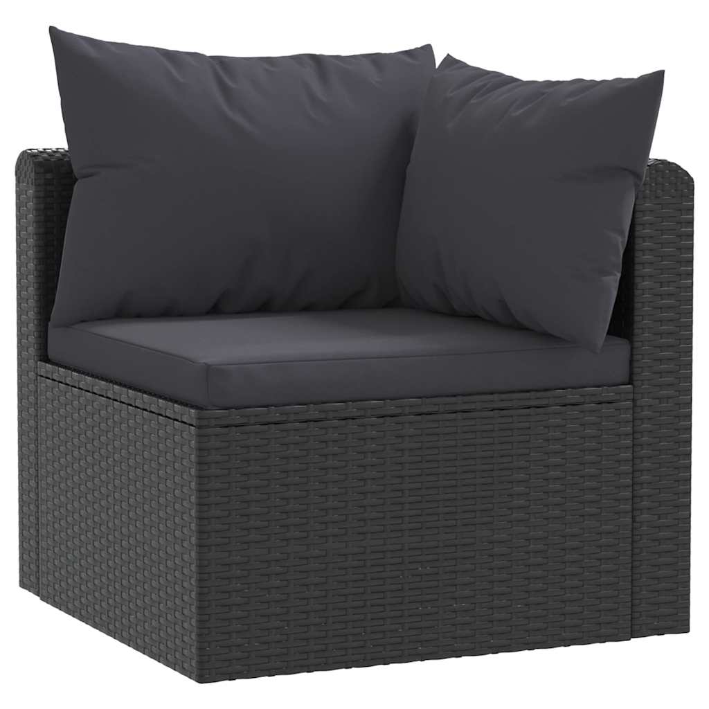 Loungegrupp För Trädgården Med Dynor 9 Delar Konstrotting Svart