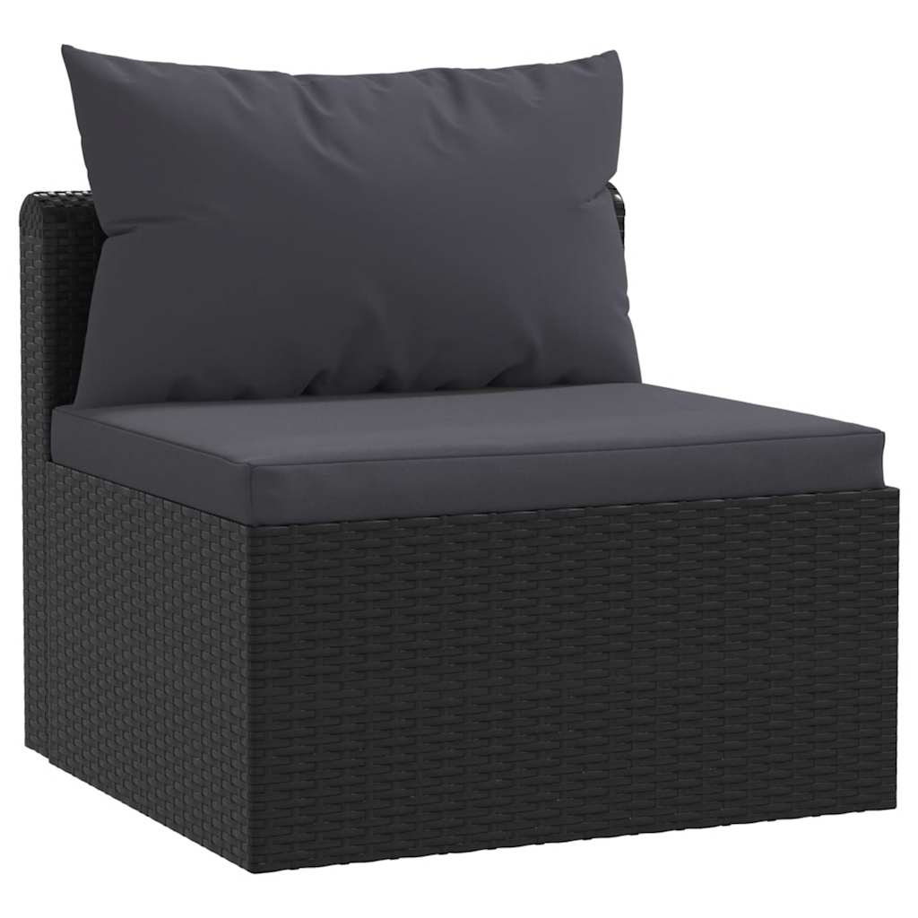 Loungegrupp För Trädgården Med Dynor 9 Delar Konstrotting Svart