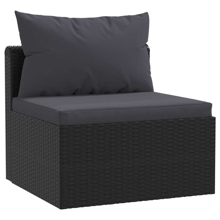 Loungegrupp För Trädgården Med Dynor 9 Delar Konstrotting Svart