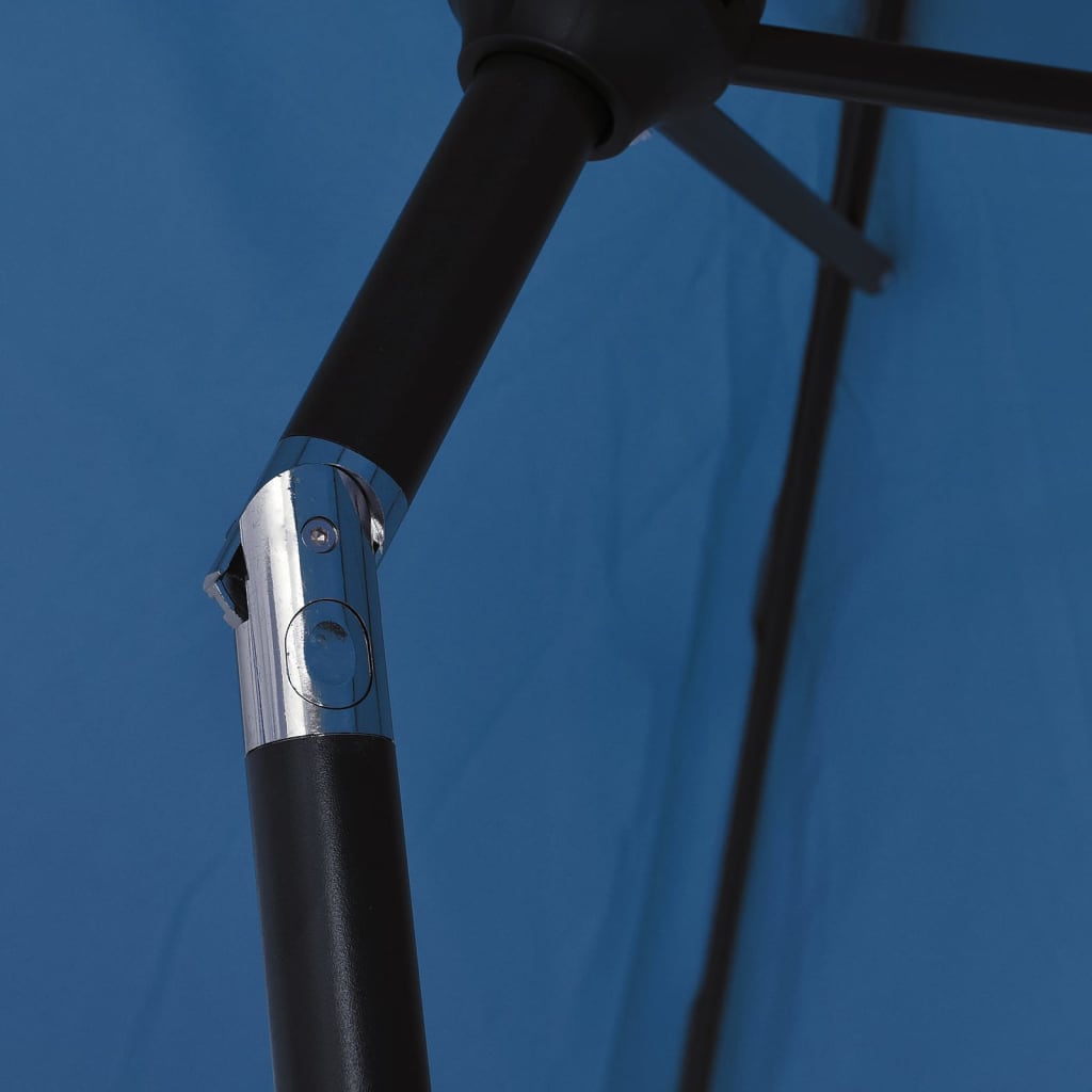 Trädgårdsparasoll Med Led-Lampor Och Stålstång 300 Cm Azur