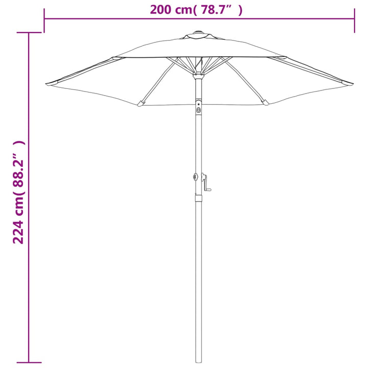 Parasoll 200X224 Cm Aluminium