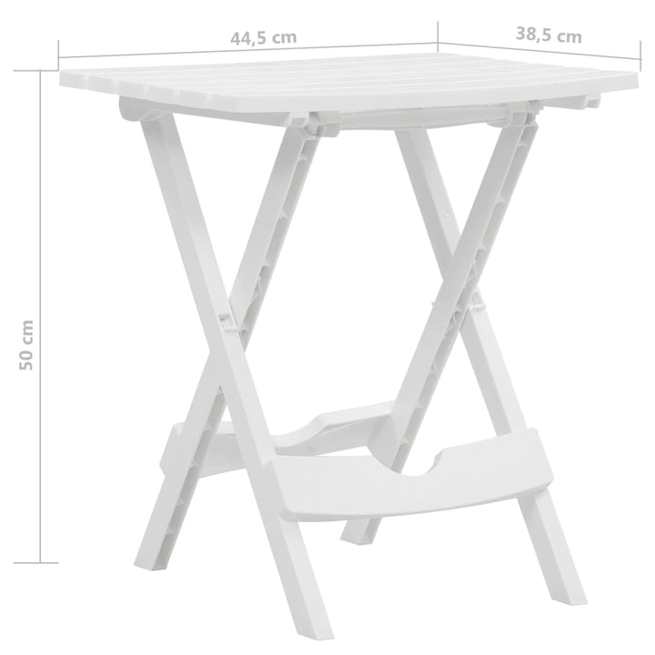 Hopfällbart Trädgårdsbord 44,5X38,5X50 Cm Vit