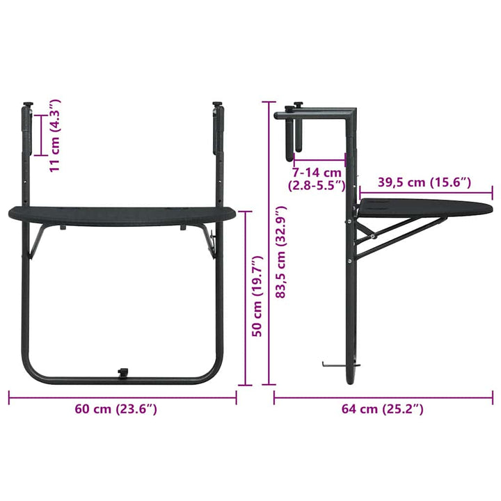 Balkongbord 60X64X83,5 Cm Plast Konstrotting