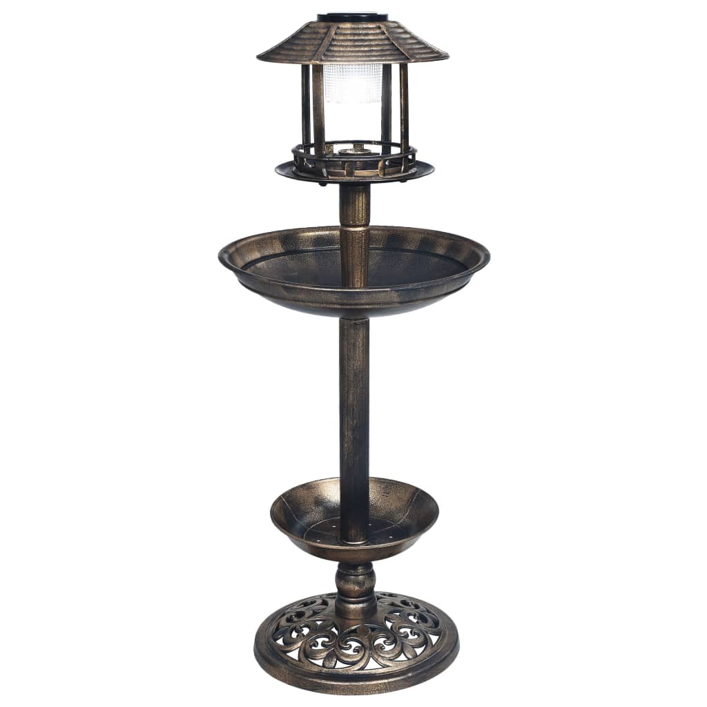 Fågelbad/Matare Med Soldriven Lampa