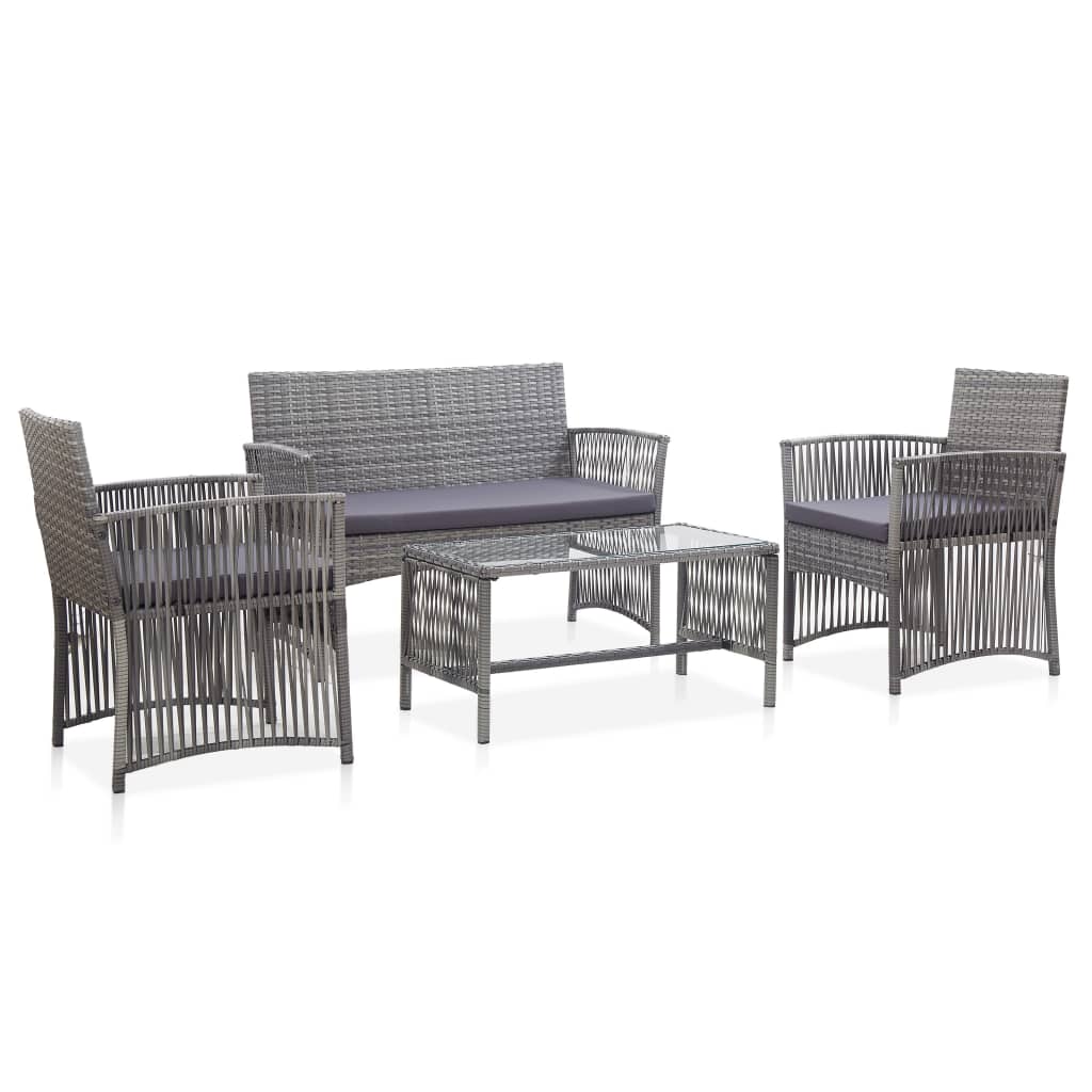 Loungegrupp För Trädgården Med Dynor 4 Delar Konstrotting
