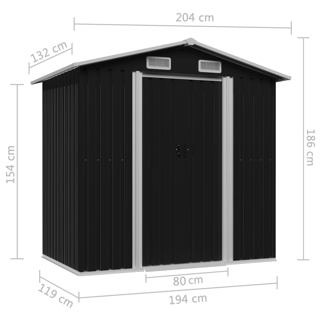 Förvaringsbod Stål 204X132X186 Cm