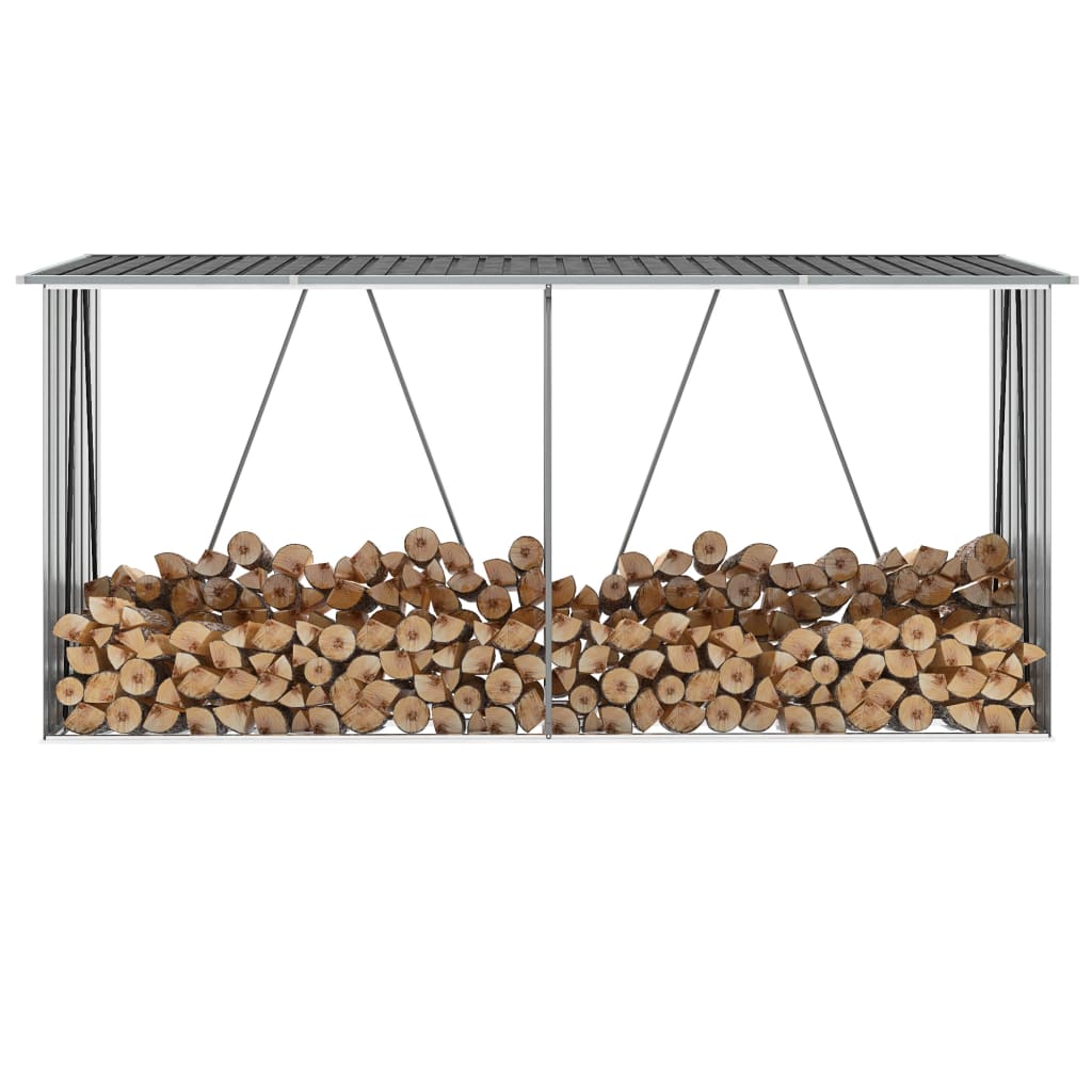 Vedskjul I Galvaniserat Stål 330X84X152 Cm