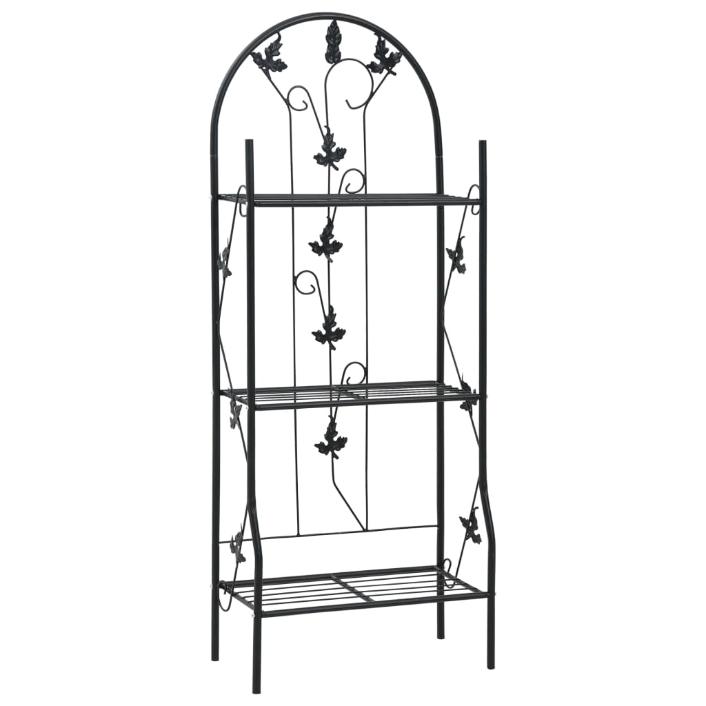 Växtstöd 3 Hyllor Svart 52X28X128 Cm Järn