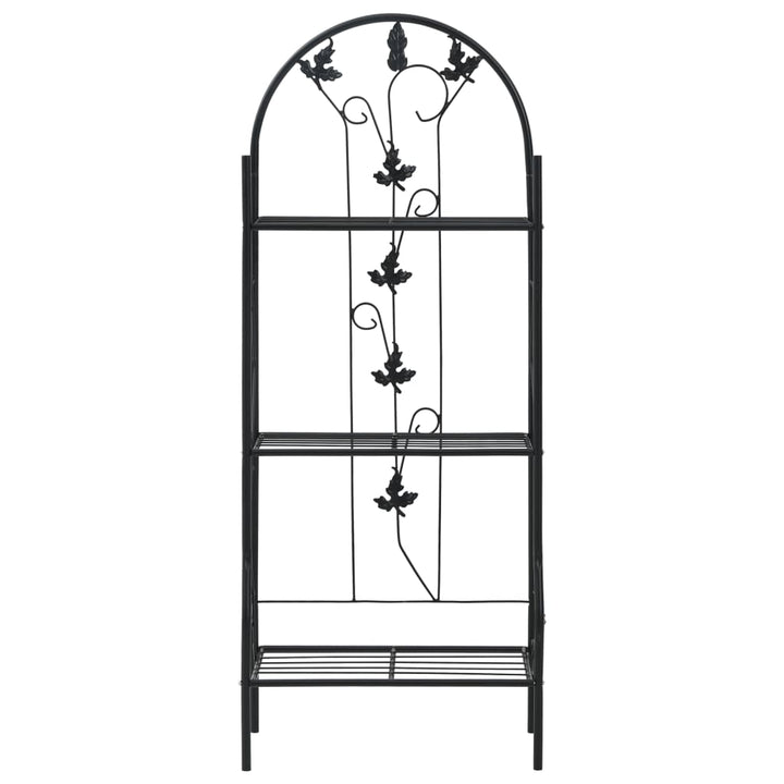 Växtstöd 3 Hyllor Svart 52X28X128 Cm Järn
