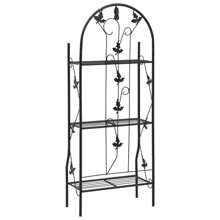 Växtstöd 3 Hyllor Svart 52X28X128 Cm Järn
