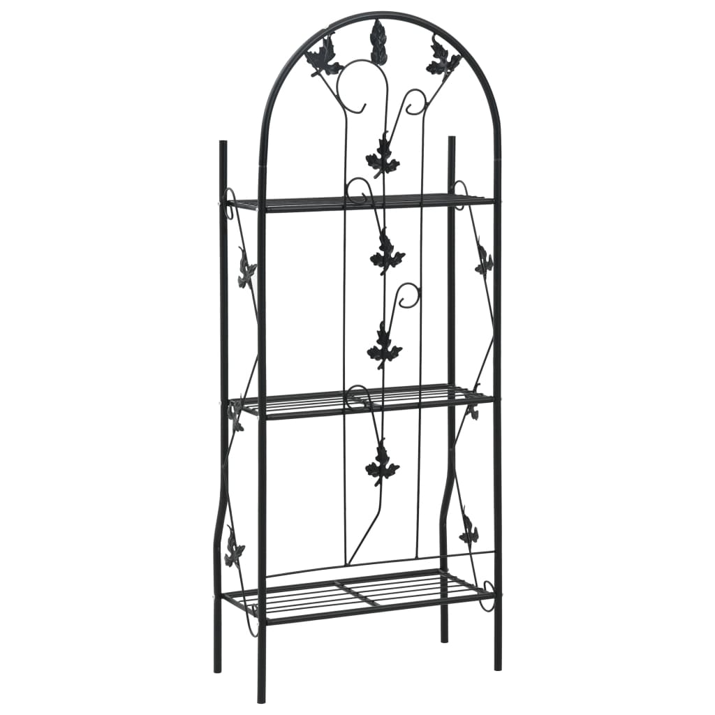 Växtstöd 3 Hyllor Svart 52X28X128 Cm Järn