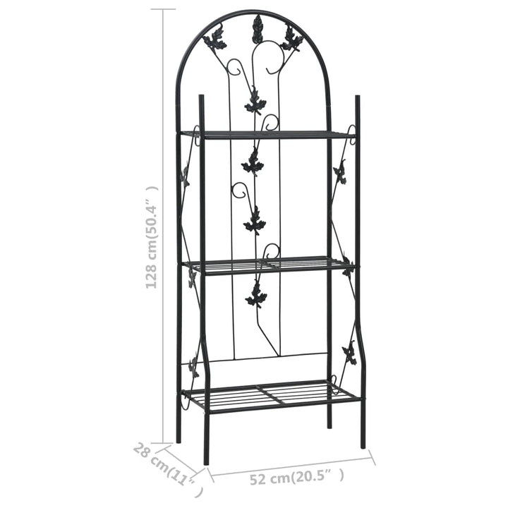 Växtstöd 3 Hyllor Svart 52X28X128 Cm Järn